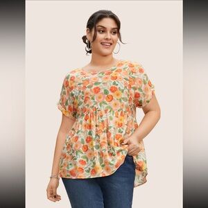 BloomChic Fruit Print Curved Hem Blouse size 1X (14-16)